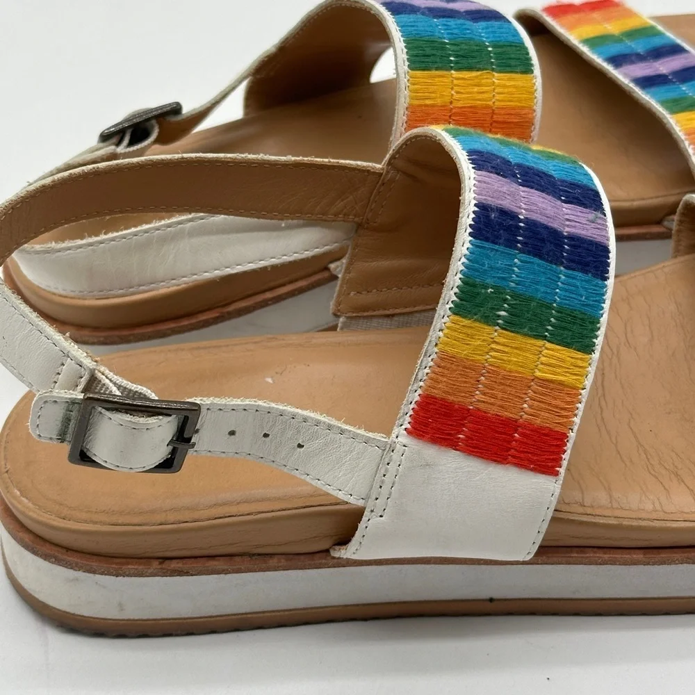 Soludos Remy City Sandals Rainbow‎ and White Women’s Size 9 Embroidered